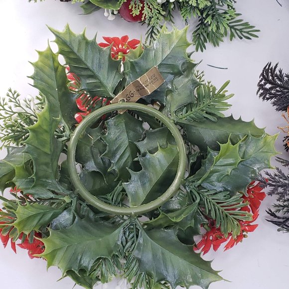 Vintage Artificial Plastic Floral Candle Rings Christmas Holiday Set 5 - Picture 11 of 12
